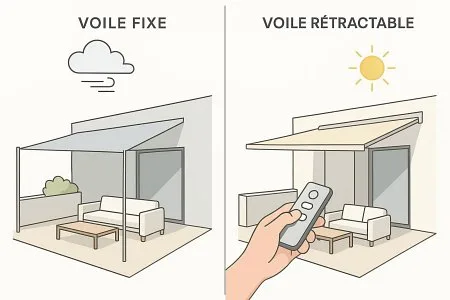 Différences entre voile d’ombrage fixe et rétractable